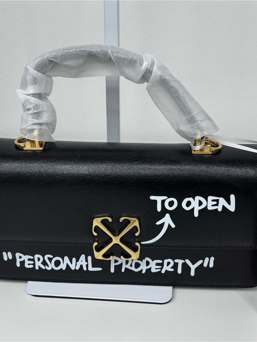 Off-White Black Satchel with Top Handle
